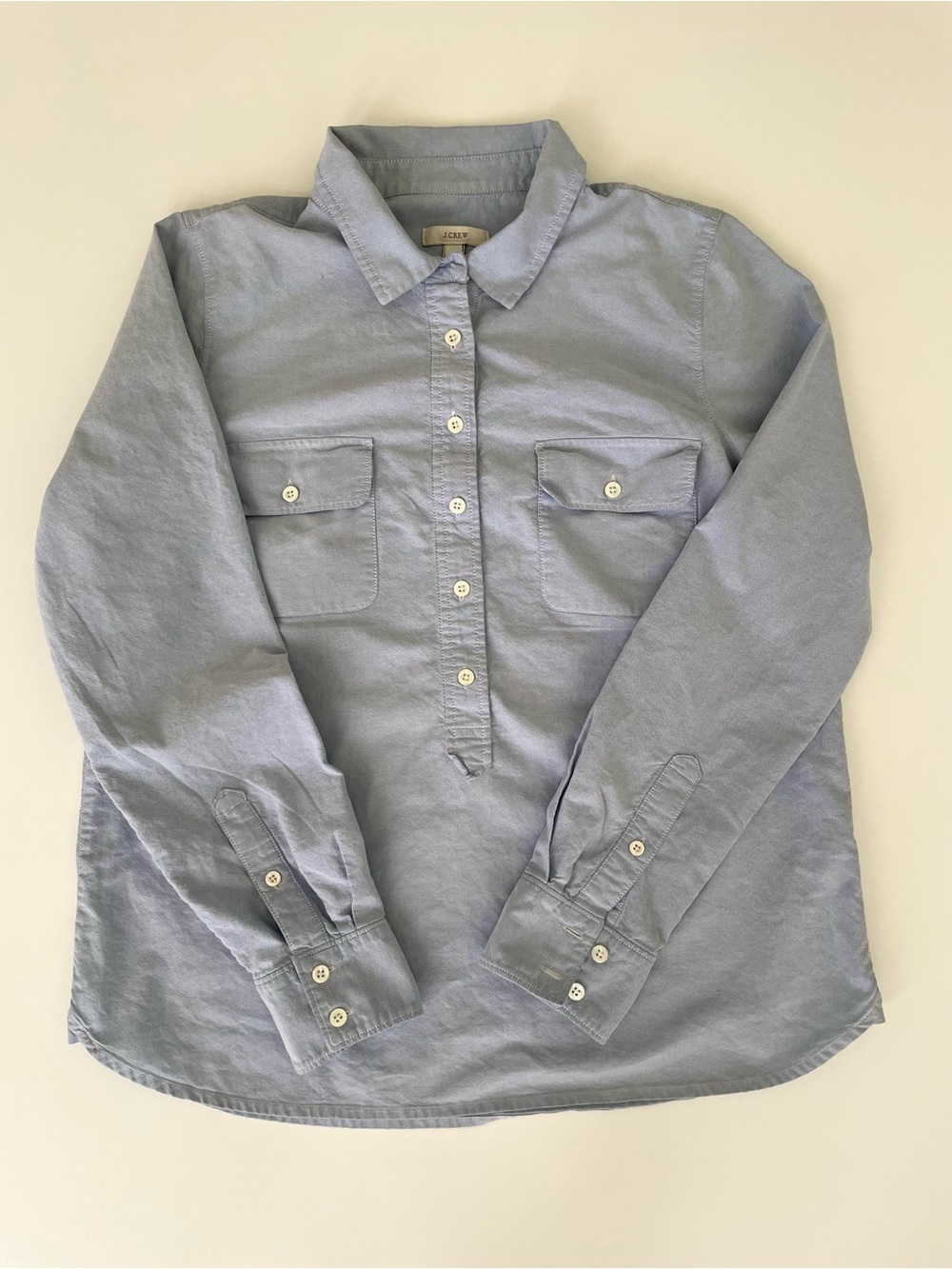 J. Crew Light Blue Casual Button-Front Long Sleeve Cotton Shirt
